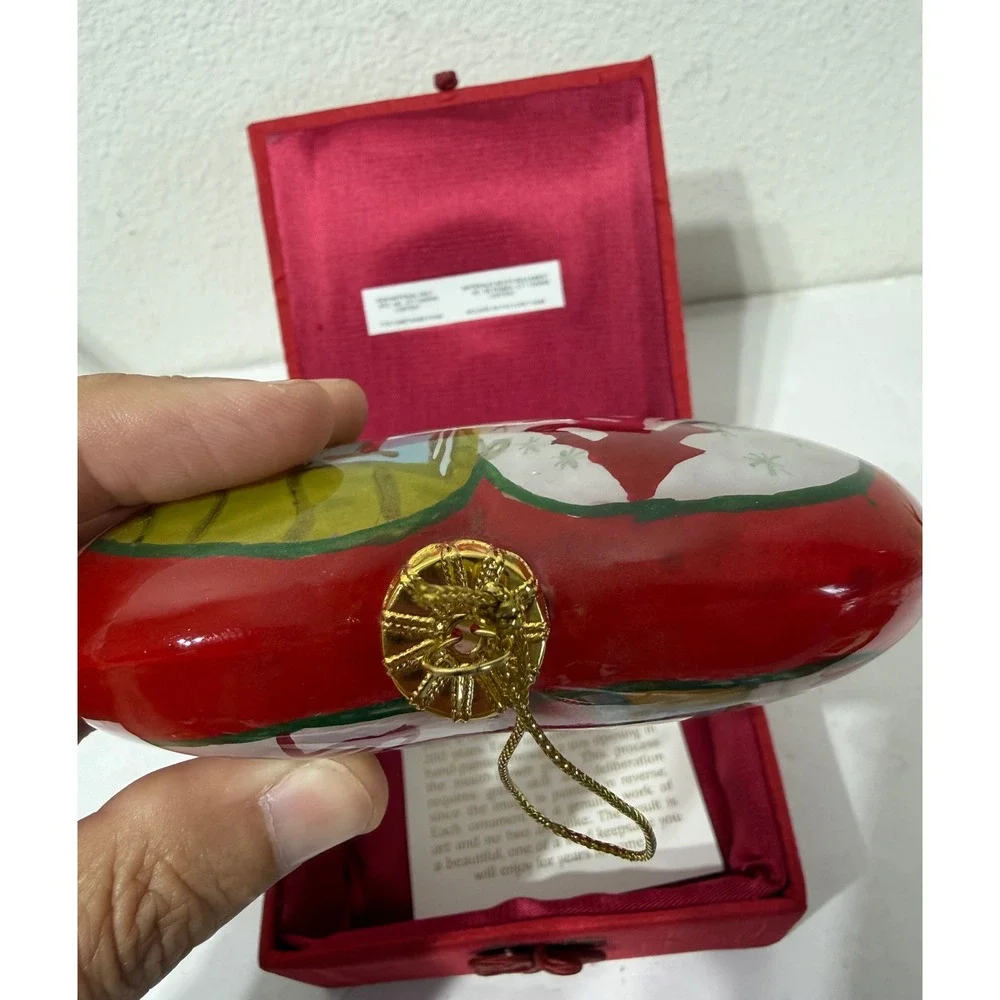 Pier 1 Li Bien Heart Christmas Ornament 2008 Hand Painted Glass Boxed Noel Joy